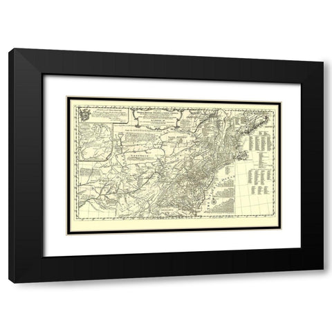 British Colonies in North America - Pownall 1776 Black Modern Wood Framed Art Print with Double Matting by Pownall