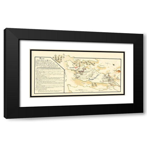 Rhode Island - Lafayette 1778 Black Modern Wood Framed Art Print with Double Matting by Lafayette
