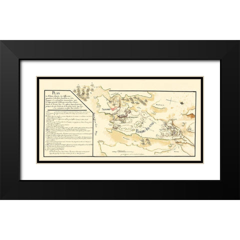 Rhode Island - Lafayette 1778 Black Modern Wood Framed Art Print with Double Matting by Lafayette