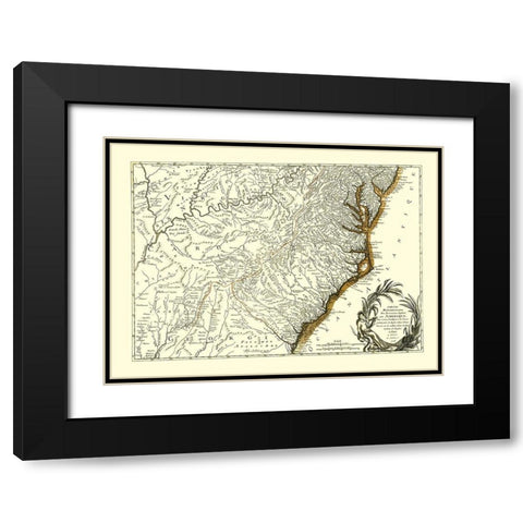 Southern Part of English Possessions - Michel 1778 Black Modern Wood Framed Art Print with Double Matting by Michel
