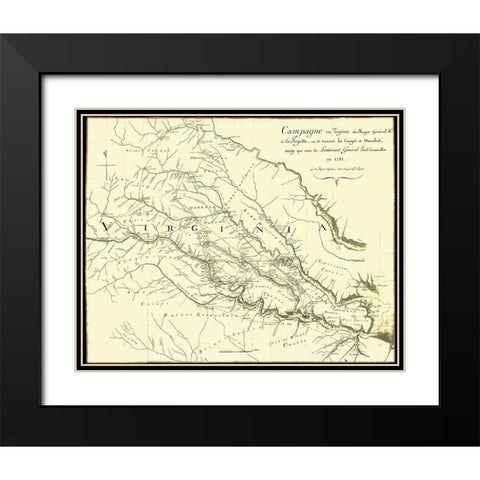 Virginia Campaign Major General Lafayette Black Modern Wood Framed Art Print with Double Matting by Michel