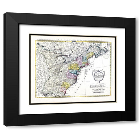 Chart United States North America - Homann 1784 Black Modern Wood Framed Art Print with Double Matting by Homann