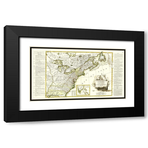 United States of America - Lattre 1784 Black Modern Wood Framed Art Print with Double Matting by Lattre