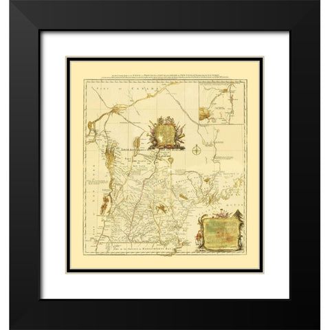 New Hampshire in New England - Blanchard 1783 Black Modern Wood Framed Art Print with Double Matting by Blanchard