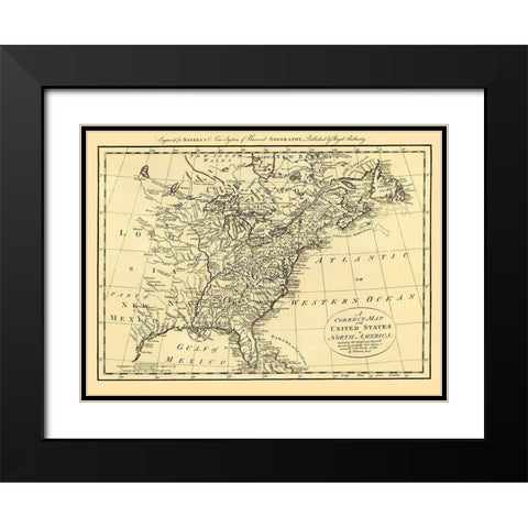 United States of North America - Bowen 1784 Black Modern Wood Framed Art Print with Double Matting by Bowen