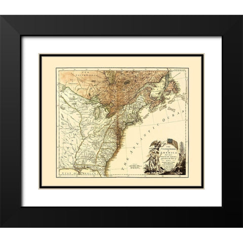United States of America - Wallis 1783 Black Modern Wood Framed Art Print with Double Matting by Wallis