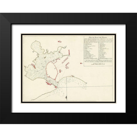 Port of Havanna Cuba - 1783 Black Modern Wood Framed Art Print with Double Matting by Unknown