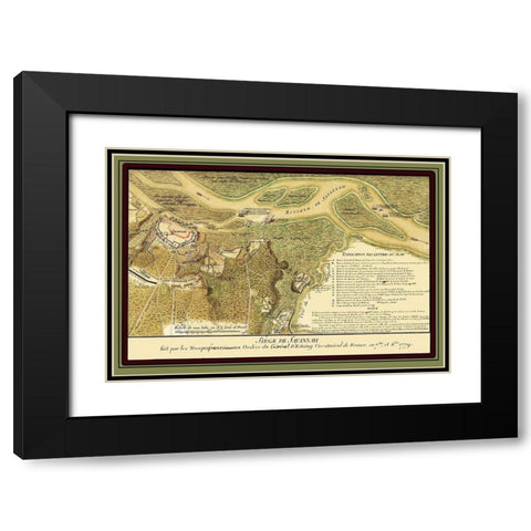 Savannah Georgia Siege - Ozanne 1779 Black Modern Wood Framed Art Print with Double Matting by Ozanne