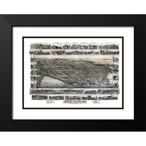 Bristol Rhode Island - Bailey 1891 Black Modern Wood Framed Art Print with Double Matting by Bailey