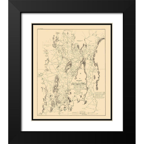 Narragansett Bay - US Navy 1832 Black Modern Wood Framed Art Print with Double Matting by US Navy
