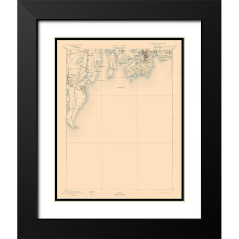 Newport Rhode Island Sheet - USGS 1894 Black Modern Wood Framed Art Print with Double Matting by USGS