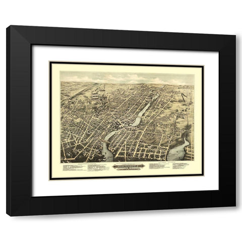Pawtucket Central Falls Rhode Island - Vogt 1877 Black Modern Wood Framed Art Print with Double Matting by Vogt