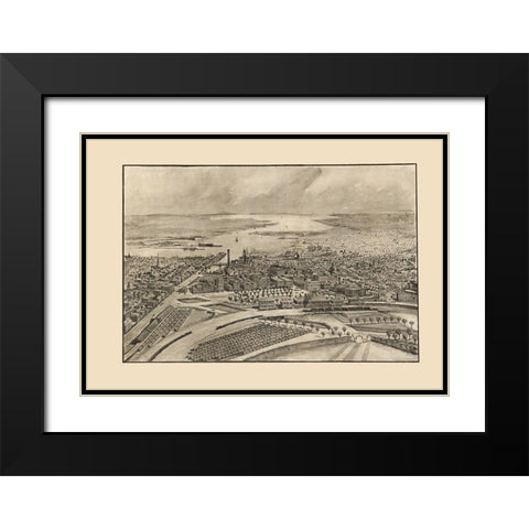 Providence Rhode Island - Mason 1896 Black Modern Wood Framed Art Print with Double Matting by Mason