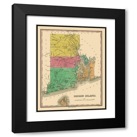 Rhode Island - Finley 1831 Black Modern Wood Framed Art Print with Double Matting by Finley