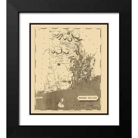 Rhode Island - Arrowsmith 1809 Black Modern Wood Framed Art Print with Double Matting by Arrowsmith
