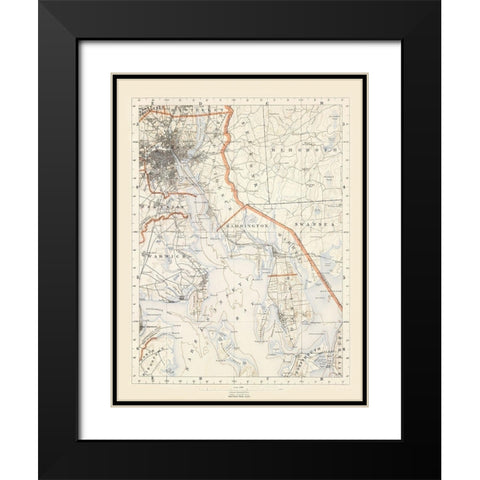 Rhode Island 3 of 10 Sheet - USGS 1891 Black Modern Wood Framed Art Print with Double Matting by USGS