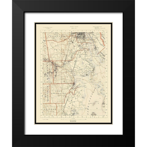Rhode Island 4 of 10 Sheet - USGS 1891 Black Modern Wood Framed Art Print with Double Matting by USGS