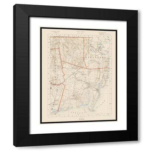 Rhode Island 8 of 10 Sheet - USGS 1891 Black Modern Wood Framed Art Print with Double Matting by USGS