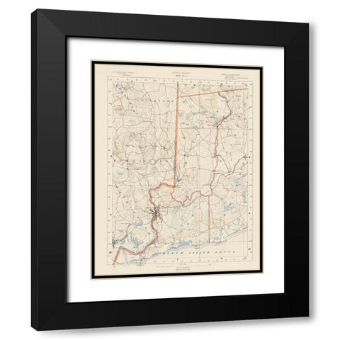 Rhode Island 9 of 10 Sheet - USGS 1891 Black Modern Wood Framed Art Print with Double Matting by USGS