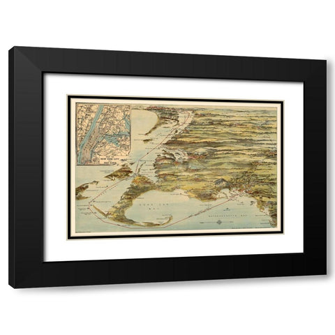Rhode Island - Walker 1905 Black Modern Wood Framed Art Print with Double Matting by Walker