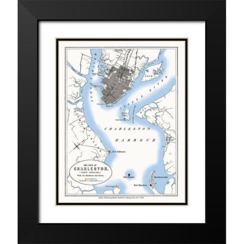 Charleston South Carolina - Stanford 1861 Black Modern Wood Framed Art Print with Double Matting by Stanford