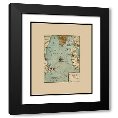Charleston Harbor South Carolina -1861 Black Modern Wood Framed Art Print with Double Matting by Unknown