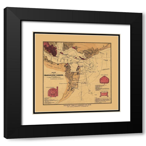 Charles Town South Carolina - Williams 1860 Black Modern Wood Framed Art Print with Double Matting by Williams