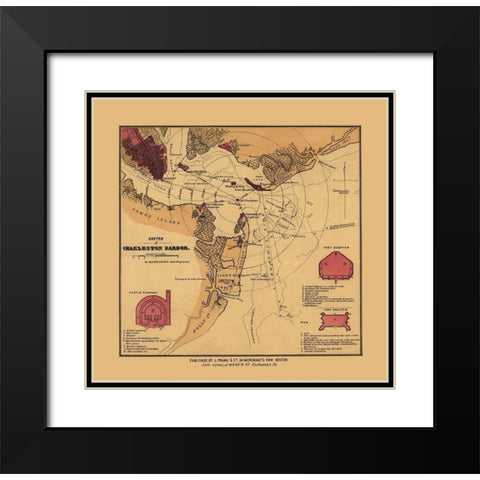 Charles Town South Carolina - Williams 1860 Black Modern Wood Framed Art Print with Double Matting by Williams