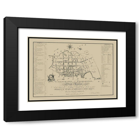 Charleston South Carolina - Petrie 1790 Black Modern Wood Framed Art Print with Double Matting by Petrie