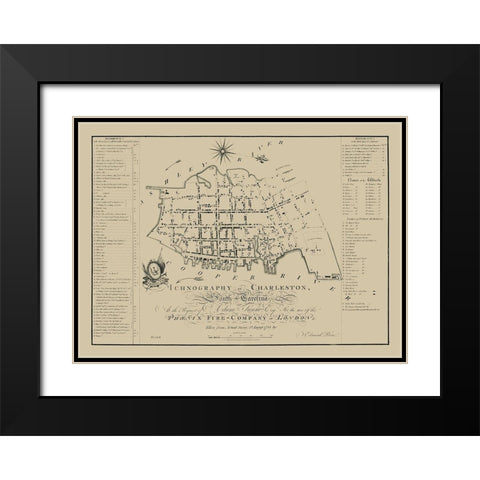 Charleston South Carolina - Petrie 1790 Black Modern Wood Framed Art Print with Double Matting by Petrie