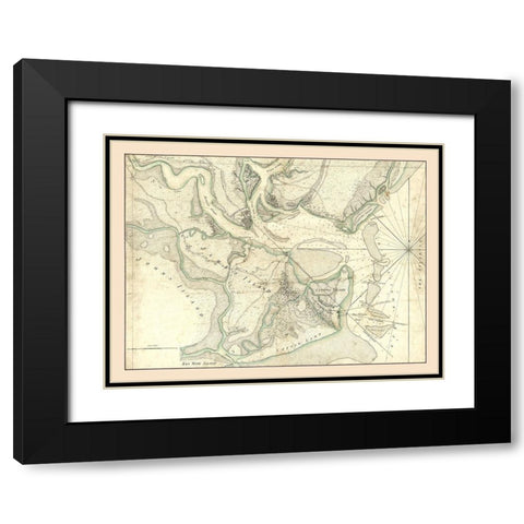 Charleston South Carolina -1780 Black Modern Wood Framed Art Print with Double Matting by Unknown