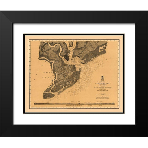 Charleston Defenses - US Army 1860 Black Modern Wood Framed Art Print with Double Matting by US Army