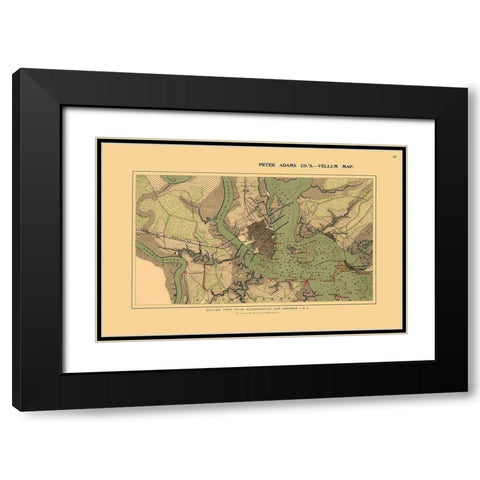 Charleston Harbor South Carolina - Adams 1860 Black Modern Wood Framed Art Print with Double Matting by Adams
