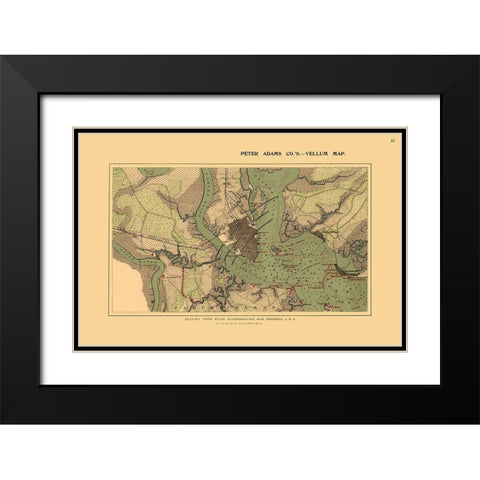 Charleston Harbor South Carolina - Adams 1860 Black Modern Wood Framed Art Print with Double Matting by Adams