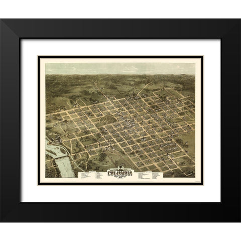Columbia South Carolina - Drie 1872 Black Modern Wood Framed Art Print with Double Matting by Drie