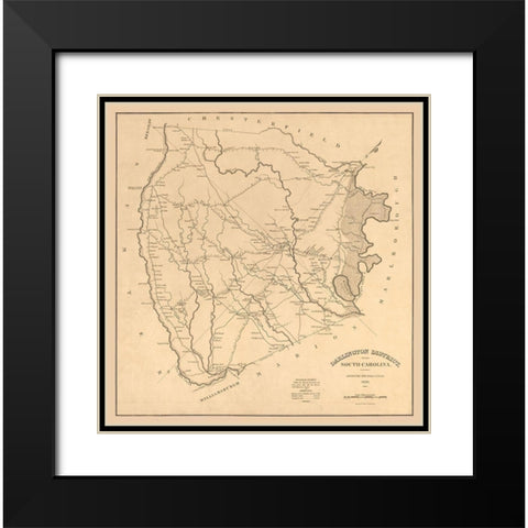 Darlington County South Carolina - Tanner 1825 Black Modern Wood Framed Art Print with Double Matting by Tanner