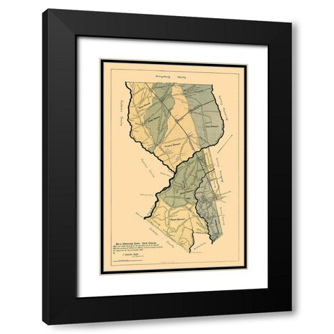 Dorchester County South Carolina - Knight 1900 Black Modern Wood Framed Art Print with Double Matting by Knight