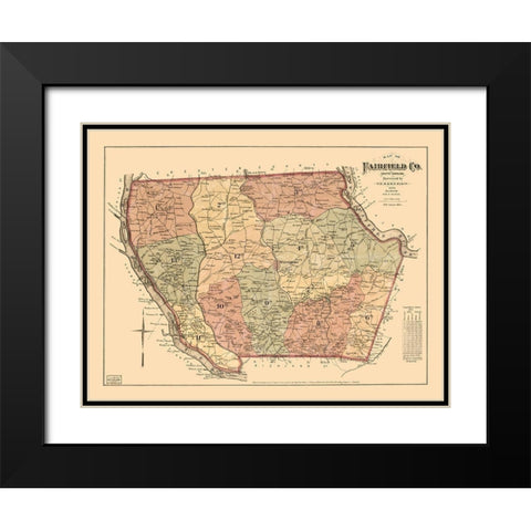 Fairfield County South Carolina - Elkin 1876 Black Modern Wood Framed Art Print with Double Matting by Elkin