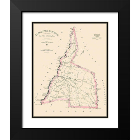 Lancaster South Carolina Landowner - Mills 1825 Black Modern Wood Framed Art Print with Double Matting by Mills
