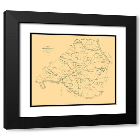 Newberry County South Carolina - Lake 1887 Black Modern Wood Framed Art Print with Double Matting by Lake