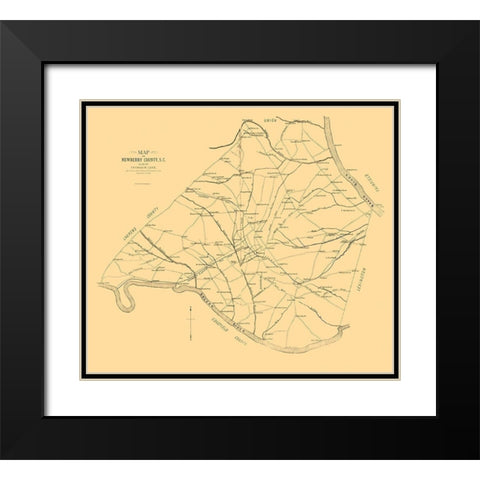 Newberry County South Carolina - Lake 1887 Black Modern Wood Framed Art Print with Double Matting by Lake