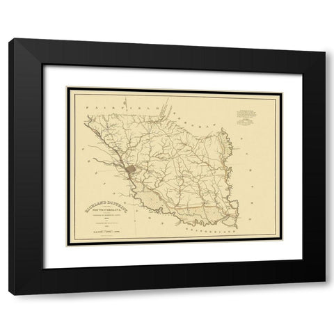 Richland South Carolina Landowner - Mills 1825 Black Modern Wood Framed Art Print with Double Matting by Mills