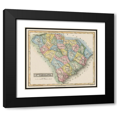 South Carolina - Lucas 1823 Black Modern Wood Framed Art Print with Double Matting by Lucas