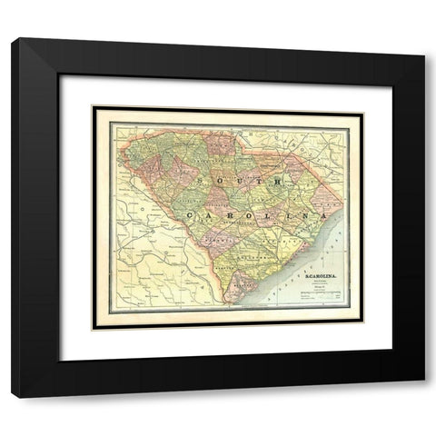 South Carolina - Cram 1886 Black Modern Wood Framed Art Print with Double Matting by Cram