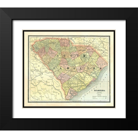 South Carolina - Cram 1886 Black Modern Wood Framed Art Print with Double Matting by Cram