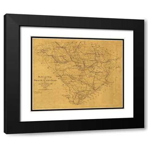 South Carolina - Hotchkiss 1880 Black Modern Wood Framed Art Print with Double Matting by Hotchkiss