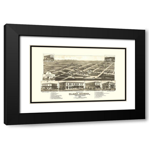 Clark South Dakota - Stoner 1883 Black Modern Wood Framed Art Print with Double Matting by Stoner