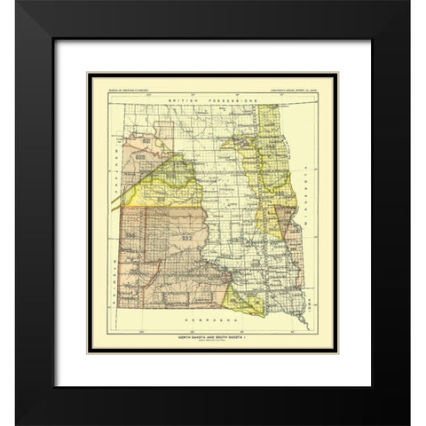 North and South Dakota - Bismarck - Hoen 1896 Black Modern Wood Framed Art Print with Double Matting by Hoen