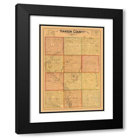 Hanson County South Dakota - Peterson 1893 Black Modern Wood Framed Art Print with Double Matting by Peterson
