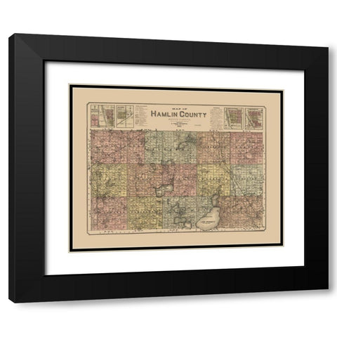 Hamlin County South Dakota - Peterson 1897 Black Modern Wood Framed Art Print with Double Matting by Peterson